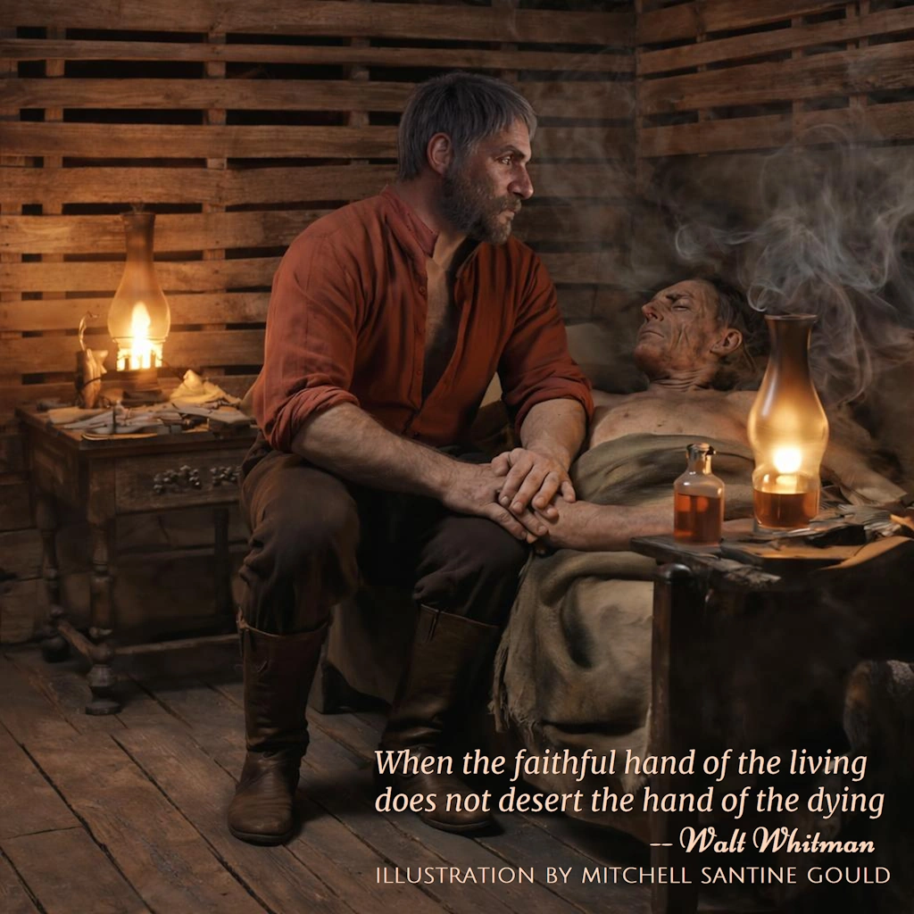 Download thumbnail for Walt Whitman with his dying father, by Mitchell Santine Gould